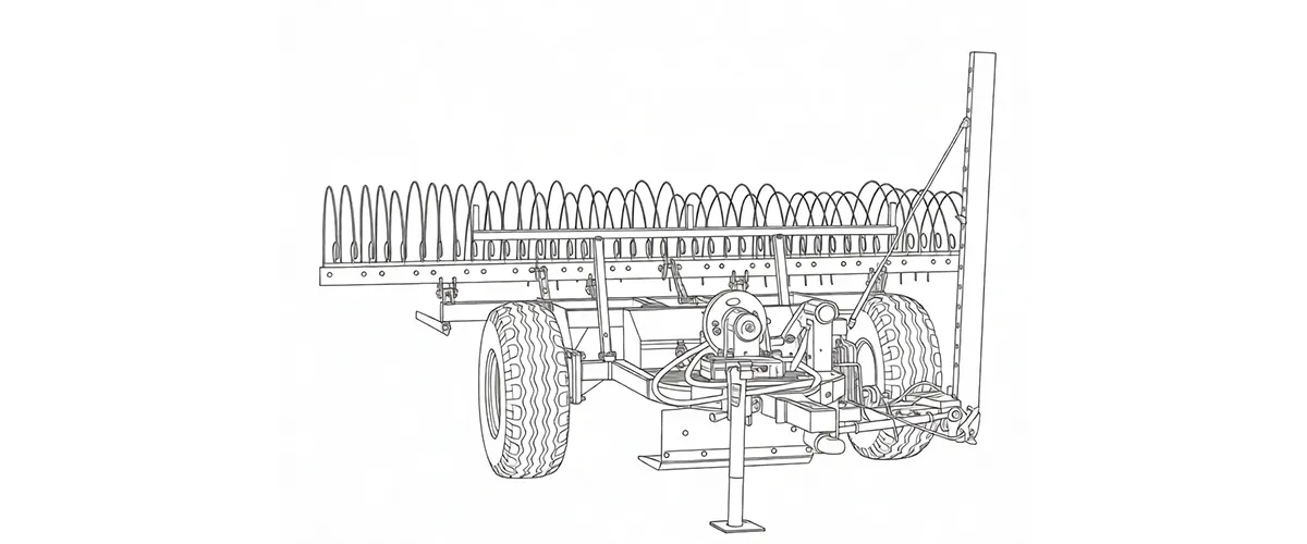 ферма-подборщиктер-EP-9GL-2.5-2.9 тіркемелі шөп шапқыш-тырма-тарту
